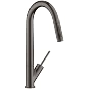 Axor Starck HighArc Pull-Down Kitchen Faucet with Magnetic Docking Metal Spray Head and Joystick Handle - Engineered in Germany, Lifetime Warranty Brushed Black Chrome