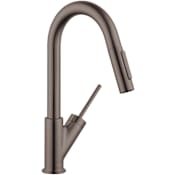 Axor Starck Prep Pull-Down Kitchen Faucet with Magnetic Docking Metal Spray Head and Joystick Handle - Engineered in Germany, Lifetime Warranty Brushed Black Chrome