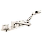 Axor Urquiola Deck Mounted Roman Tub Filler with Diverter, Metal Lever Handles and 2.0 GPM Multi Function Hand Shower Less Valve - Engineered in Germany, Limited Lifetime Warranty Polished Nickel