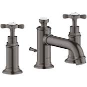 Axor Montreux 1.2 (GPM) Widespread Bathroom Faucet including Pop-Up Drain - Engineered in Germany, Limited Lifetime Warranty Brushed Black Chrome