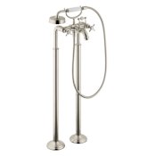 Axor Montreux Floor Mounted Tub Filler with Hand Shower and Hose Rough-In Valve Included - Engineered in Germany, Limited Lifetime Warranty Brushed Nickel