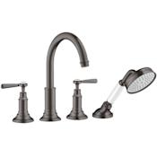 Axor Montreux Deck Mounted Roman Tub with Built-In Diverter with Hand Shower - Engineered in Germany, Limited Lifetime Warranty Brushed Black Chrome