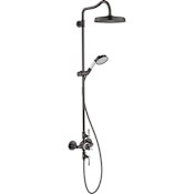 Axor Montreux Thermostatic Exposed Shower System - Includes Shower Head, Hand Shower, Shower Arm, Hose, Valve Trim, and Rough-In Valve - Engineered in Germany, Limited Lifetime Warranty Brushed Black Chrome
