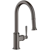 Axor Montreux Single Handle Pull-Down Spray Kitchen Faucet with Toggle Spray Diverter - Engineered in Germany, Limited Lifetime Warranty Brushed Black Chrome