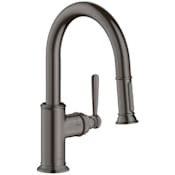Axor Montreux Single Handle Pull-Down Spray Prep Kitchen Faucet with Toggle Spray Diverter - Engineered in Germany, Limited Lifetime Warranty Brushed Black Chrome