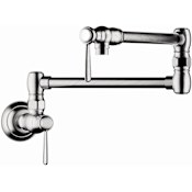Axor Montreux Wall Mounted Double-Jointed Pot Filler with 24-11/16" Spout Reach Includes Cross and Lever Handles - Engineered in Germany, Lifetime Warranty Chrome