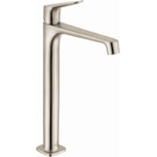 Axor Citterio M 1.2 GPM Single Hole Tall Vessel Bathroom Faucet with Drain Assembly - Engineered in Germany, Limited Lifetime Warranty Brushed Nickel