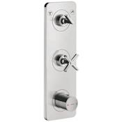 Axor Citterio E Two Function Thermostatic Valve Trim Only with Triple Knob/Lever/Cross Handles and Integrated Diverter Chrome