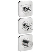 Axor Citterio E Three Function Thermostatic Valve Trim Only with Triple Knob/Lever/Cross Handles and Integrated Diverter Chrome