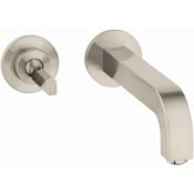 Axor Citterio 1.2 GPM Wall Mount Mini-Widespread Joystick Bathroom Faucet Less Valve and Drain Assembly - Engineered in Germany, Limited Lifetime Warranty Brushed Nickel