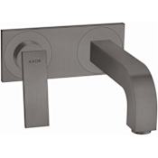 Axor Citterio 1.2 GPM Wall Mounted Widespread Bathroom Faucet with AirPower, EcoRight, Quick Clean and Pop-Up Drain Assembly Brushed Black Chrome