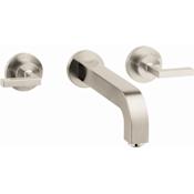 Axor Citterio 1.2 GPM Wall Mount Widespread Bathroom Faucet with Lever Handles Less Valve and Drain Assembly - Engineered in Germany, Limited Lifetime Warranty Brushed Nickel