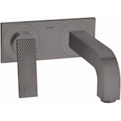 Axor Citterio 1.2 GPM Wall Mounted Widespread Bathroom Faucet with AirPower, EcoRight, Quick Clean and Pop-Up Drain Assembly Brushed Black Chrome