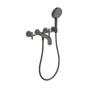 Axor Axor Citterio 2 Handle Wall Mounted Tub Filler Faucet with Integrated Diverter, Hand Shower and Cross Handles - Less Rough In Brushed Black Chrome