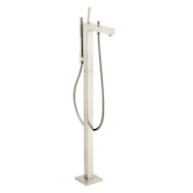 Axor Citterio Floor Mounted Tub Filler with Multi-Function Hand Shower and Hose Rough-In Valve Included - Engineered in Germany, Limited Lifetime Warranty Brushed Nickel
