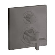 Axor Citterio Thermostatic Valve Trim Only with Cross Handle and Integrated Volume Control - Less Rough In Brushed Black Chrome