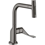 Axor Citterio 1.75 GPM 2-Spray Pull Out Kitchen Faucet with Select On/Off Push Button and sBox Hose Guidance - Engineered in Germany, Limited Lifetime Warranty Brushed Black Chrome