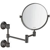 Axor Montreux 8-3/8" W x 12-3/8" H Circular Framed Makeup Wall Mirror Brushed Black Chrome