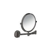 Axor Universal Circular 12-13/16" W x 10-1/8" H Modern Circular Metal Framed Bathroom Wall Mirror Brushed Black Chrome