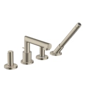 Axor Uno Deck Mounted Roman Tub with Built-In Diverter with Hand Shower - Engineered in Germany, Limited Lifetime Warranty Brushed Nickel
