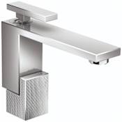 Axor Edge 1.2 GPM Single Hole Bathroom Faucet 130, Diamond Cut Less Drain Assembly - Engineered in Germany, Limited Lifetime Warranty Chrome
