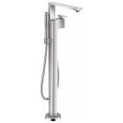Axor Edge Floor Mounted Free Standing Tub Filler with Built-In Diverter and Hand Shower, Diamond Cut Less Rough In - Engineered in Germany, Limited Lifetime Warranty Chrome