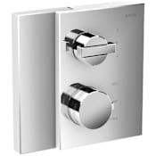 Axor Edge Thermostatic Valve Trim with Volume Control and Diverter for 2 Shower Applications Less Rough In - Engineered in Germany, Limited Lifetime Warranty Chrome