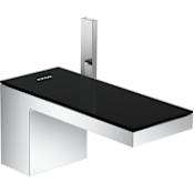 Axor MyEdition 1.2 GPM Single Hole Bathroom Faucet and Decorative Trim with EcoRight, QuickClean, PowderRain Spray, and Comfort Zone Technology Chrome / Black Glass
