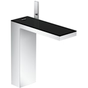 Axor MyEdition 1.2 GPM Single Hole Bathroom Faucet and Decorative Trim with EcoRight, QuickClean, PowderRain Spray, and Comfort Zone Technology Chrome / Black Glass