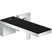 Axor MyEdition 1.2 GPM Wall Mounted Bathroom Faucet and Decorative Trim with EcoRight, QuickClean, and PowderRain Spray Technology Chrome / Black Glass