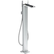 Axor MyEdition Floor Mounted Bathroom Tub Filler with Built-In Diverter and Included Hand Shower Less Decorative Trim Plate Chrome