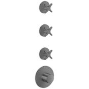 Axor ONE Thermostatic Valve Trim Only with Triple Cross Handle Volume Controls - Less Rough In Brushed Black Chrome