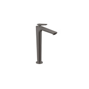 Axor Citterio C 1.2 GPM Vessel Single Hole Bathroom Faucet with Cubic Cut Handles and Cool Start - Less Drain Assembly Brushed Black Chrome