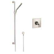 Axor Citterio Single Function Handshower with Slide Bar and Pressure Balanced Trim with Rough-In Valve - Engineered in Germany, Limited Lifetime Warranty Brushed Nickel