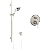 Axor Montreux Single Function Handshower with Slide Bar and Thermostatic Trim with Rough In Valve - Engineered in Germany, Limited Lifetime Warranty Brushed Nickel