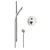 Axor Starck Single Function Handshower with Slide Bar and Thermostatic Trim with Rough In Valve - Engineered in Germany, Limited Lifetime Warranty Chrome