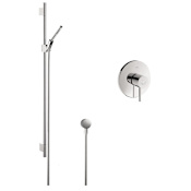 Axor Uno Multi Function Handshower with Slide Bar and Pressure Balanced Trim with Rough In Valve - Engineered in Germany, Limited Lifetime Warranty Chrome