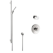 Axor Uno Multi Function Handshower with Slide Bar and Thermostatic Trim with Rough In Valve - Engineered in Germany, Limited Lifetime Warranty Chrome