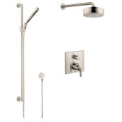 Axor Citterio Thermostatic Shower System with Shower Head, Handshower, Slide Bar, and Volume Control with Rough-In Valve - Engineered in Germany, Limited Lifetime Warranty Brushed Nickel