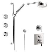 Axor Citterio Thermostatic Shower System with Shower Head, Handshower, Slide Bar, 3 Bodysprays, and Volume Control with Rough-In Valve - Engineered in Germany, Limited Lifetime Warranty Chrome