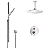 Axor Starck Thermostatic Shower System with Shower Head, Handshower, Slide Bar, and Volume Control with Rough-In Valves - Engineered in Germany, Limited Lifetime Warranty Chrome