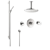 Axor Uno Thermostatic Shower System with Shower Head, Handshower, Slide Bar, and Volume Control with Rough In Valve - Engineered in Germany, Limited Lifetime Warranty Chrome