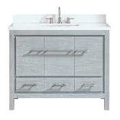 Azzuri Riley 43" Single Vanity Set with Wood Cabinet, Quartz Vanity Top, and Vitreous China Sink Sea Salt Gray