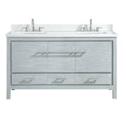 Azzuri Riley 61" Double Vanity Set with Wood Cabinet, Quartz Vanity Top, and Vitreous China Sink Sea Salt Gray