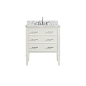 Azzuri Arlington 30" Vanity Set with Wood Cabinet, Marble Vanity Top, and Single Undermount Sink White