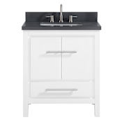 Azzuri Riley 31" Single Vanity Set with Wood Cabinet, Quartz Vanity Top, and Vitreous China Sink White