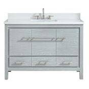 Azzuri Riley 49" Single Vanity Set with Wood Cabinet, Quartz Vanity Top, and Vitreous China Sink Sea Salt Gray