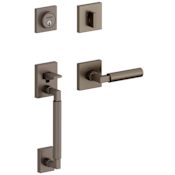 Baldwin Gramercy Smooth Right Handed Sectional Keyless Entry Handleset with Level Bluetooth/WiFi Deadbolt and L029 Smooth Interior Lever Lifetime Graphite Nickel