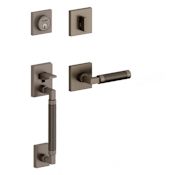 Baldwin Gramercy Knurled Right Handed Sectional Keyless Entry Handleset with Level Bluetooth Deadbolt and L030 Knurled Interior Lever Lifetime Graphite Nickel