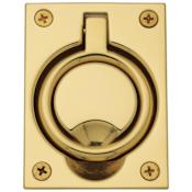 Baldwin 2-1/2 Inch x 3-5/16 Inch Flush Cabinet Pull Non-Lacquered Brass